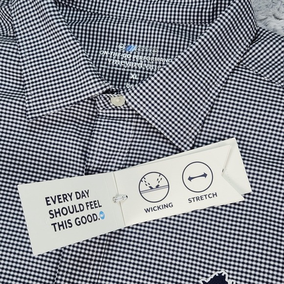 Vineyard Vines OTG On-The-Go Shirt Mens XL Blue Plaid brrr Cooling Stretch NEW - Picture 6 of 16